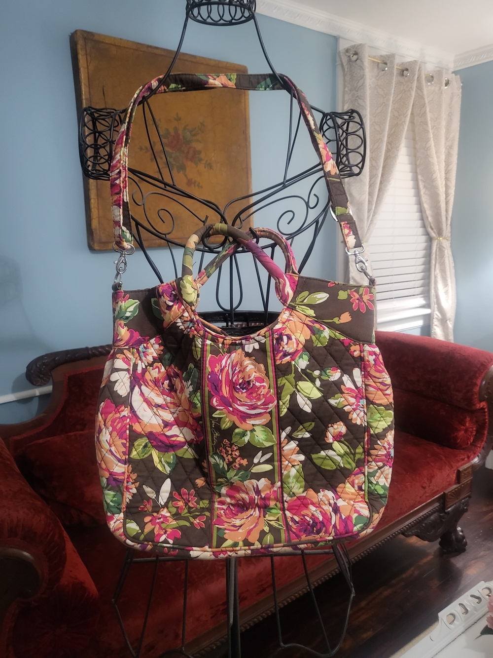 Vera Bradley English Rose Two-Way Convertible Tote Crossbody Bag Retired 2012